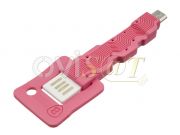 Cable de datos usb-micro usb color rosa en forma de llave en blister